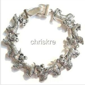Silver Scottie Terrier Dog Charm Bracelet Puppy